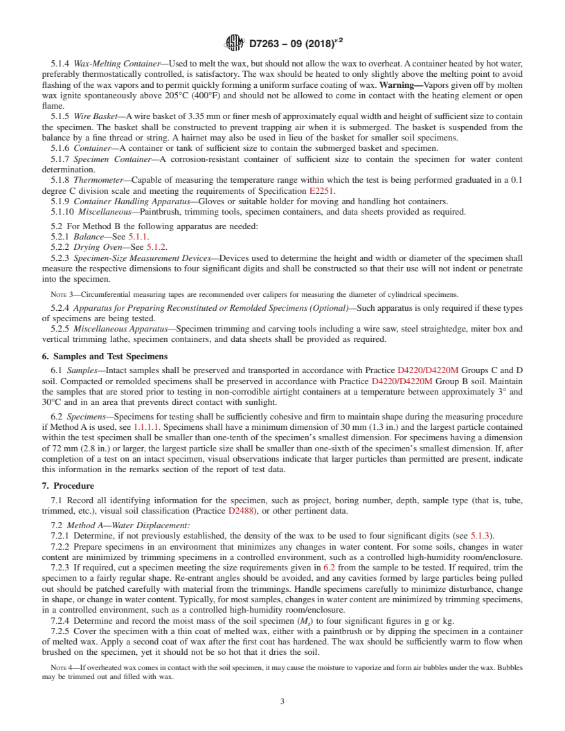 REDLINE ASTM D7263-09(2018)e2 - Standard Test Methods for Laboratory Determination of Density (Unit Weight) of Soil Specimens