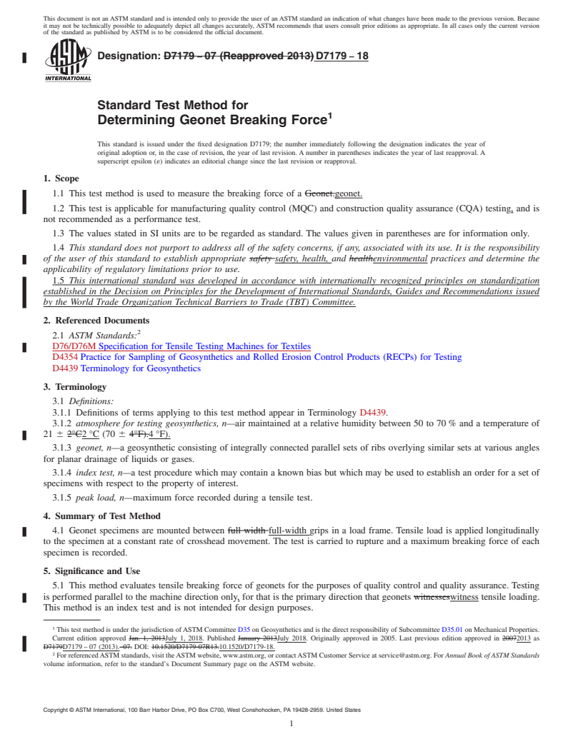 REDLINE ASTM D7179-18 - Standard Test Method for  Determining Geonet Breaking Force