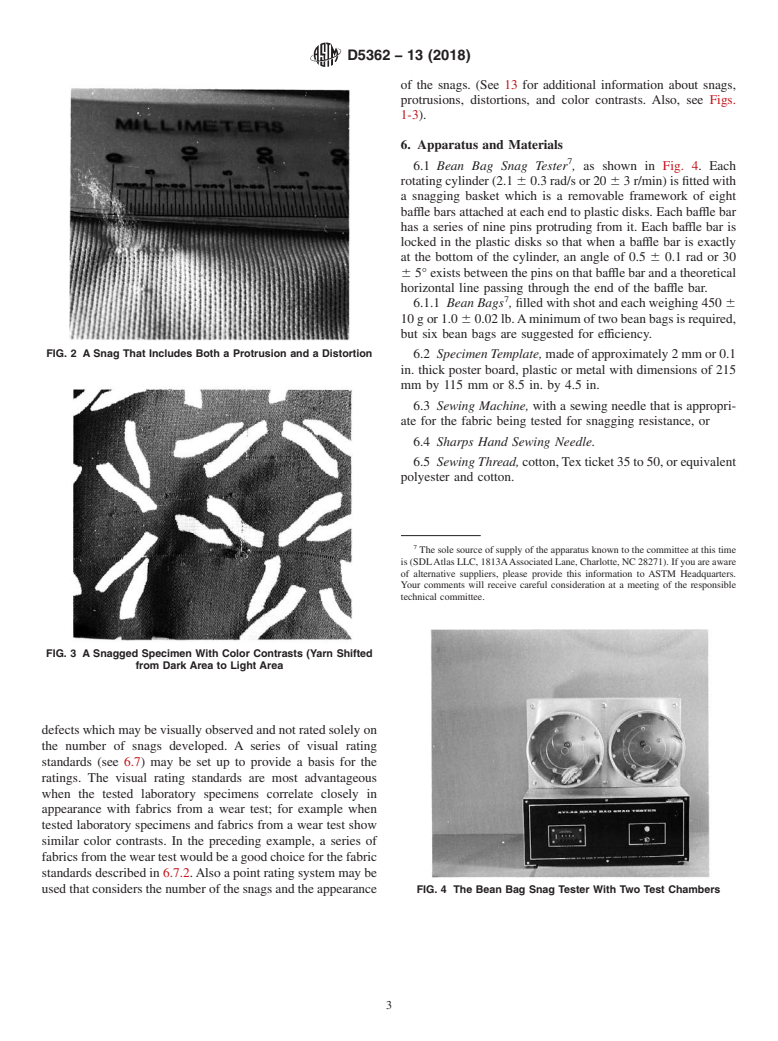 ASTM D5362-13(2018) - Standard Test Method for  Snagging Resistance of Fabrics (Bean Bag)