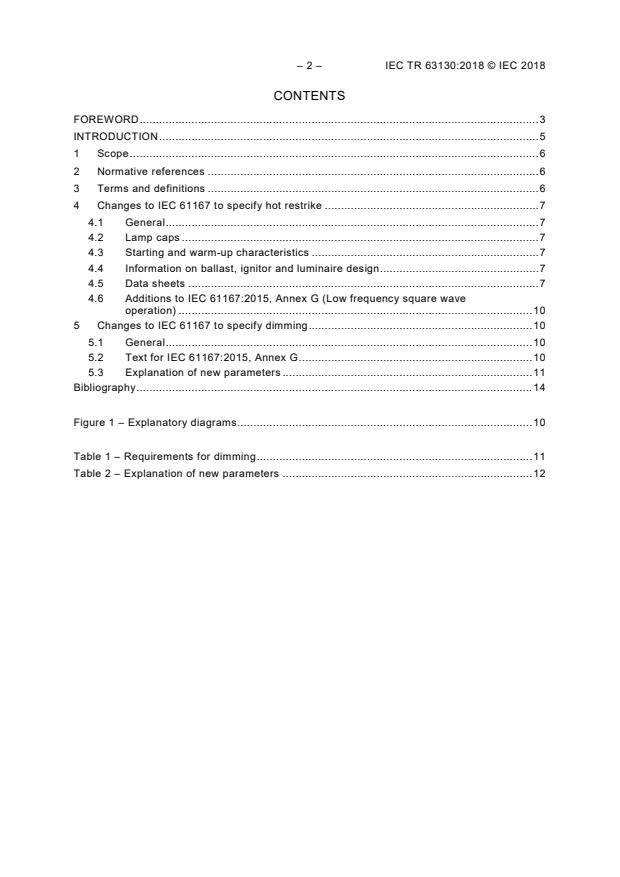 IEC TR 63130:2018 IEC TR 63130:2018 - Dimming and hot restrike of metal halide lamps - Page 4 preview