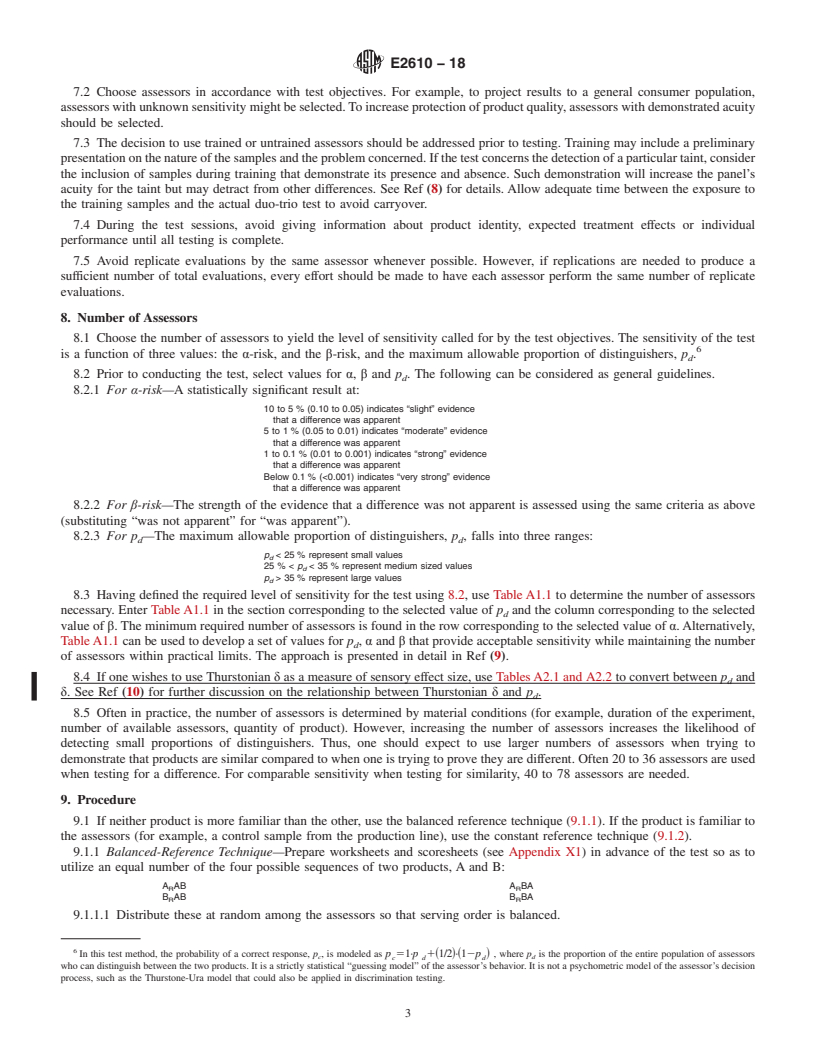 REDLINE ASTM E2610-18 - Standard Test Method for  Sensory Analysis&#x2014;Duo-Trio Test