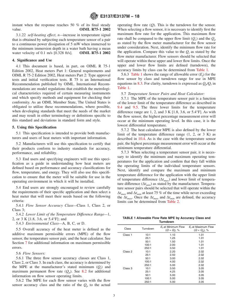 ASTM E3137/E3137M-18 - Standard Specification for Heat Meter Instrumentation