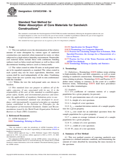 ASTM C272/C272M-18 ASTM C272/C272M-18 - Standard Test Method for Water Absorption of Core Materials for Sandwich Constructions - Page 1 preview