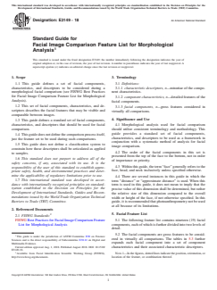 ASTM E3149-18 ASTM E3149-18 - Standard Guide for Facial Image Comparison Feature List for Morphological Analysis - Page 1 preview