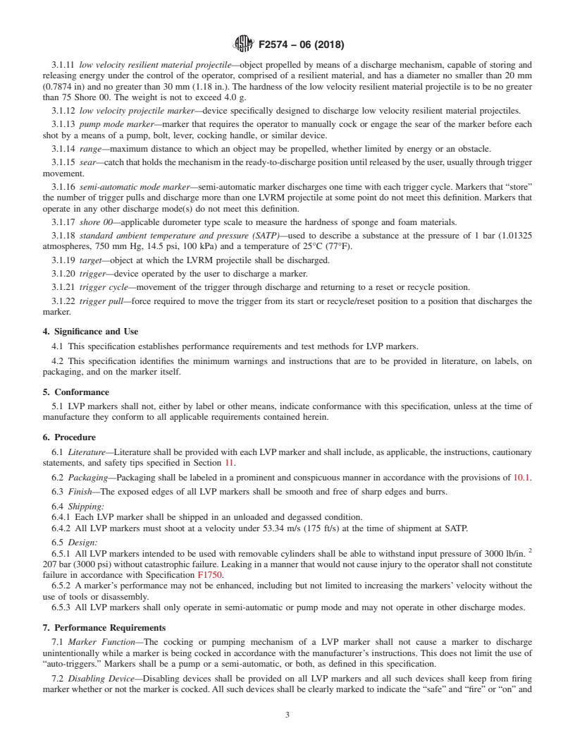 REDLINE ASTM F2574-06(2018) - Standard Specification for  Low Velocity Projectile Marker