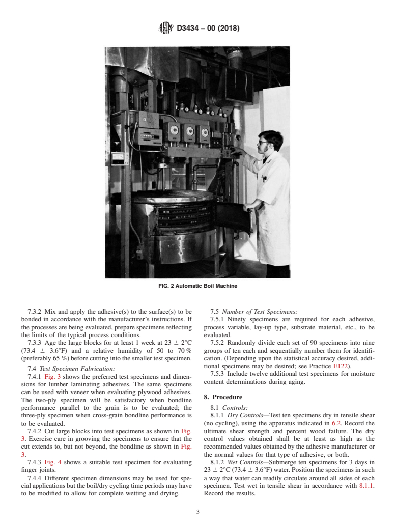 ASTM D3434-00(2018) - Standard Test Method for Multiple-Cycle Accelerated Aging Test (Automatic Boil Test)  for Exterior  Wet Use Wood Adhesives