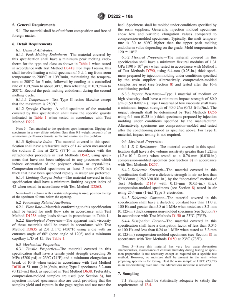 ASTM D3222-18a - Standard Specification for Unmodified Poly(Vinylidene Fluoride) (PVDF) Molding Extrusion  and Coating Materials