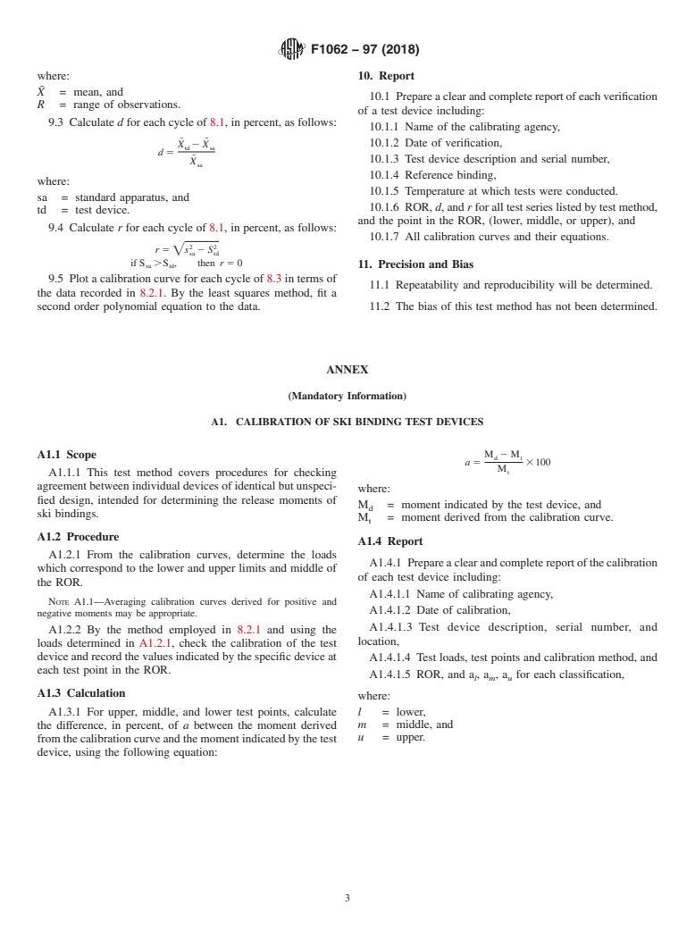 ASTM F1062-97(2018) - Standard Test Method for  Verification of Ski Binding Test Devices