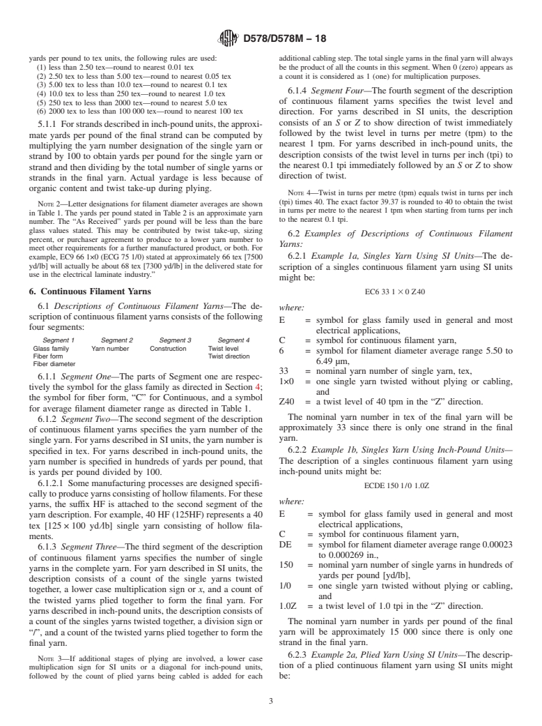 ASTM D578/D578M-18 - Standard Specification for  Glass Fiber Strands