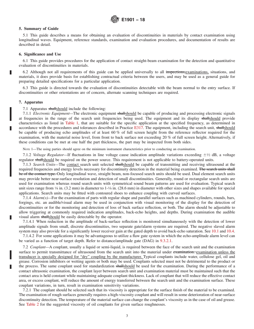 REDLINE ASTM E1901-18 - Standard Guide for  Detection and Evaluation of Discontinuities by Contact Pulse-Echo  Straight-Beam Ultrasonic Methods