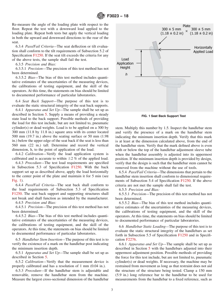 ASTM F3023-18 - Standard Test Methods for Evaluating Design and Performance Characteristics of Stationary  Upright and Recumbent Exercise Bicycles and Upper and Total Body Ergometers