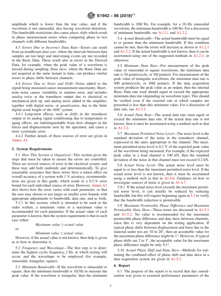 ASTM E1942-98(2018)e1 - Standard Guide for  Evaluating Data Acquisition Systems Used in Cyclic Fatigue  and Fracture Mechanics Testing