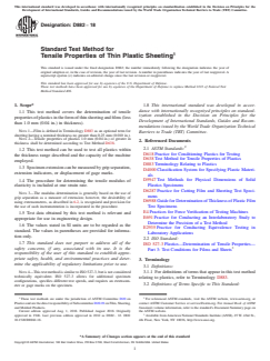 ASTM D882-18 ASTM D882-18 - Standard Test Method for Tensile Properties of Thin Plastic Sheeting - Page 1 preview