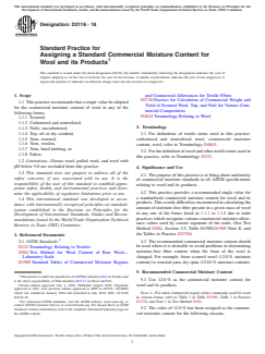 ASTM D2118-18 - Standard Practice for  Assigning a Standard Commercial Moisture Content for Wool and  its Products - Page 1 preview