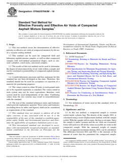 ASTM D7063/D7063M-18 ASTM D7063/D7063M-18 - Standard Test Method for Effective Porosity and Effective Air Voids of Compacted Asphalt Mixture Samples - Page 1 preview