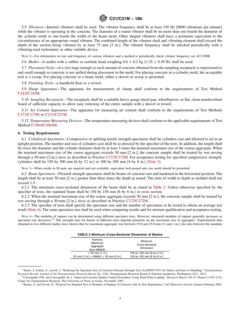 REDLINE ASTM C31/C31M-18b - Standard Practice for  Making and Curing Concrete Test Specimens in the Field