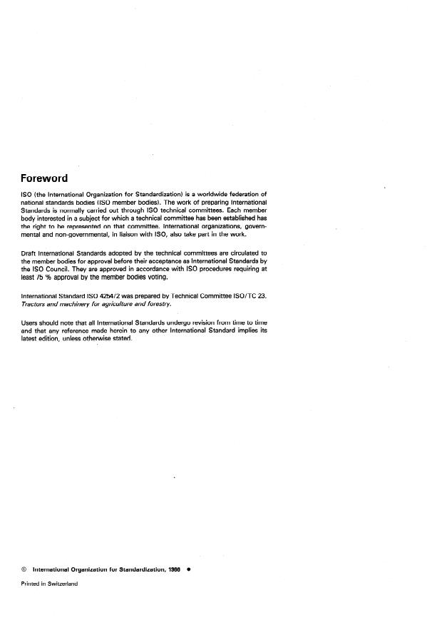 ISO 4254-2:1986 ISO 4254-2:1986 - Tractors and machinery for agriculture and forestry -- Technical means for providing safety - Page 2 preview