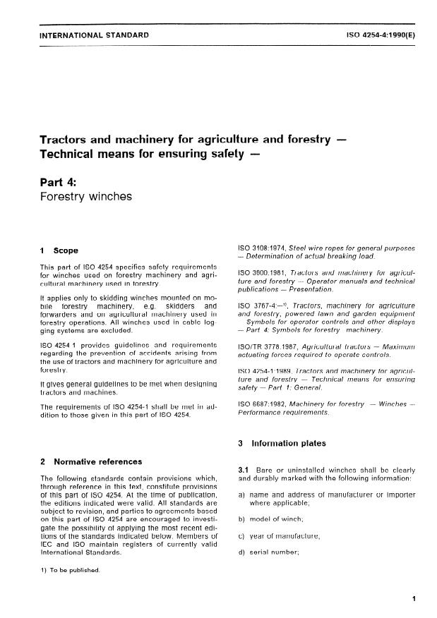 ISO 4254-4:1990 - Tractors and machinery for agriculture and forestry -- Technical means for ensuring safety