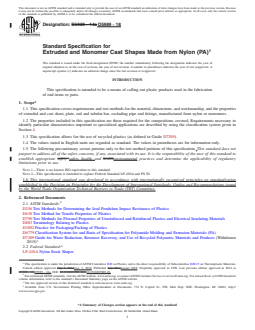 ASTM D5989-18 REDLINE ASTM D5989-18 - Standard Specification for Extruded and Monomer Cast Shapes Made from Nylon (PA) - Page 1 preview