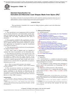 ASTM D5989-18 ASTM D5989-18 - Standard Specification for Extruded and Monomer Cast Shapes Made from Nylon (PA) - Page 1 preview