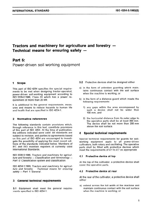 ISO 4254-5:1992 - Tractors and machinery for agriculture and forestry -- Technical means for ensuring safety