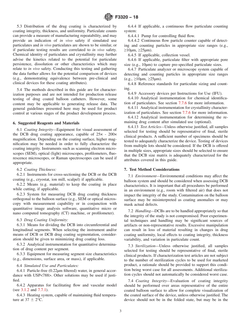 ASTM F3320-18 - Standard Guide for Coating Characterization of Drug Coated Balloons