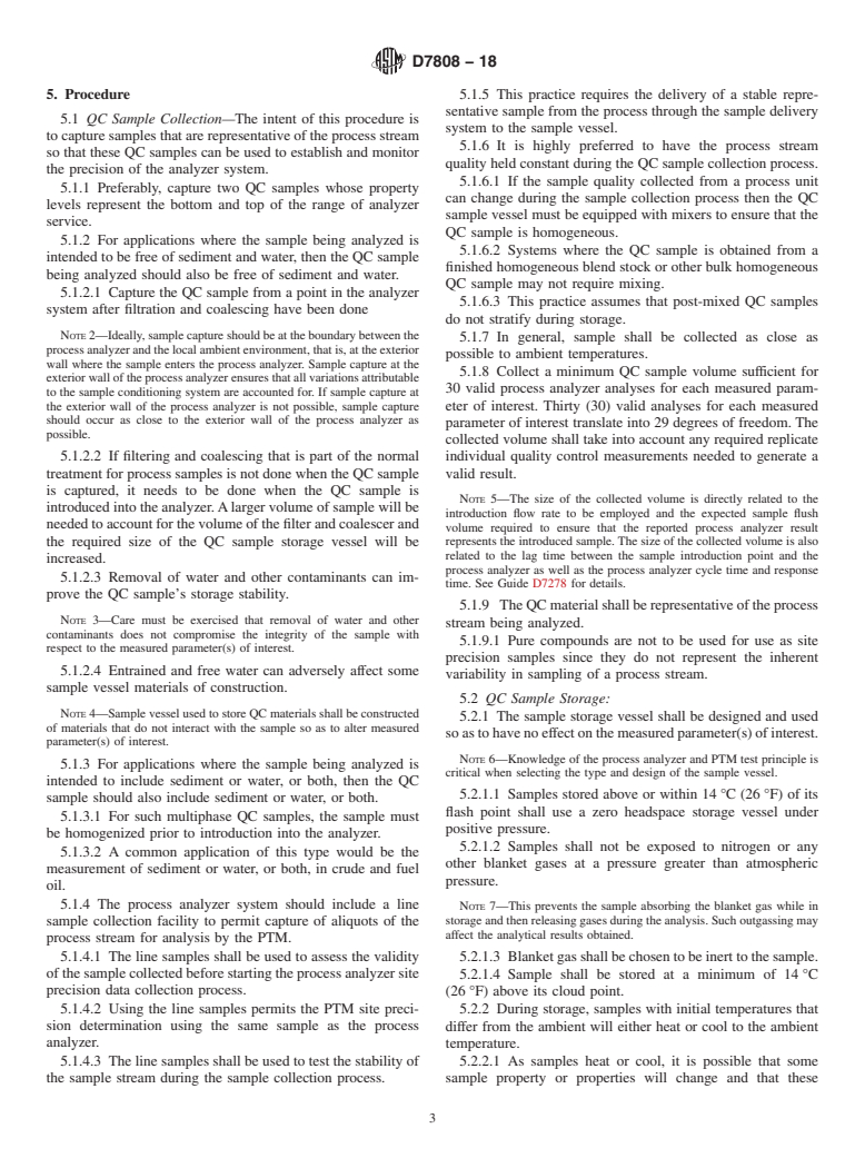 ASTM D7808-18 - Standard Practice for Determining the Site Precision of a Process Stream Analyzer  on Process Stream Material