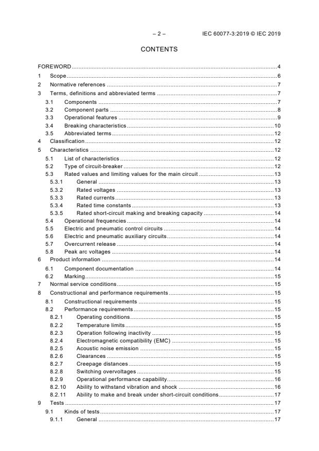 IEC 60077-3:2019 IEC 60077-3:2019 - Railway applications - Electric equipment for rolling stock - Part 3: Electrotechnical components - Rules for DC circuit-breakers - Page 4 preview