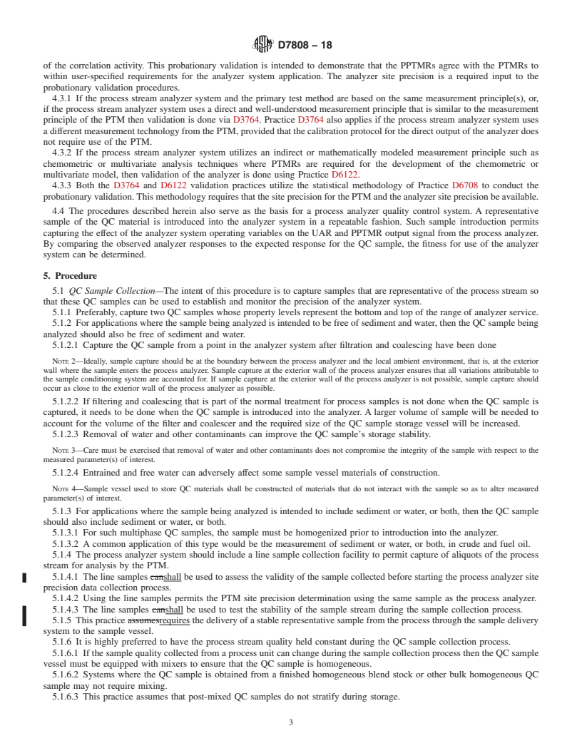 REDLINE ASTM D7808-18 - Standard Practice for Determining the Site Precision of a Process Stream Analyzer  on Process Stream Material