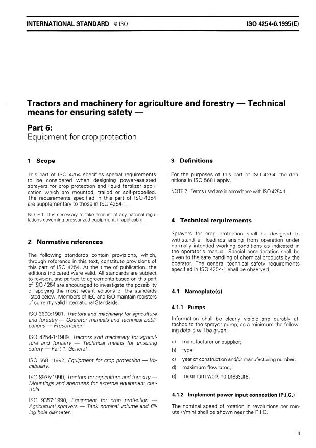 ISO 4254-6:1995 - Tractors and machinery for agriculture and forestry -- Technical means for ensuring safety