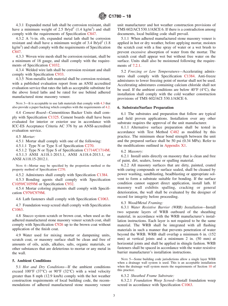 ASTM C1780-18 - Standard Practice for Installation Methods for Adhered Manufactured Stone Masonry  Veneer