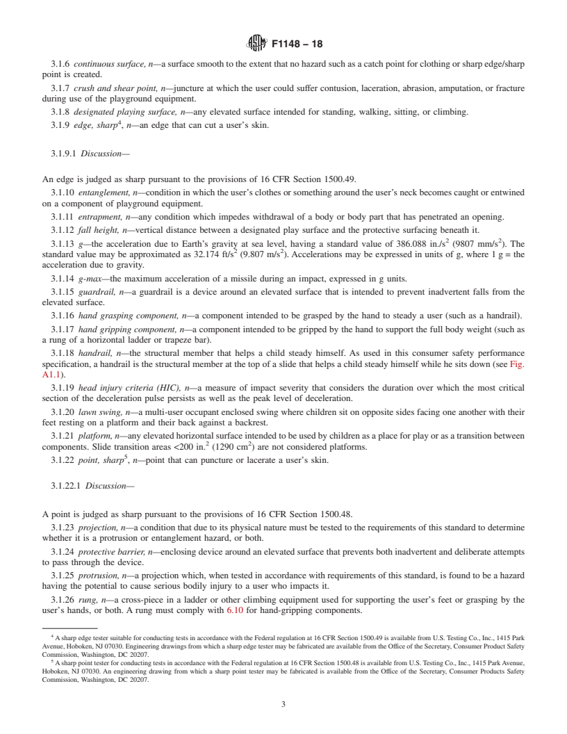 REDLINE ASTM F1148-18 - Standard Consumer Safety Performance Specification for  Home Playground Equipment