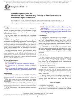 ASTM D4682-18 ASTM D4682-18 - Standard Specification for Miscibility with Gasoline and Fluidity of Two-Stroke-Cycle Gasoline Engine Lubricants - Page 1 preview