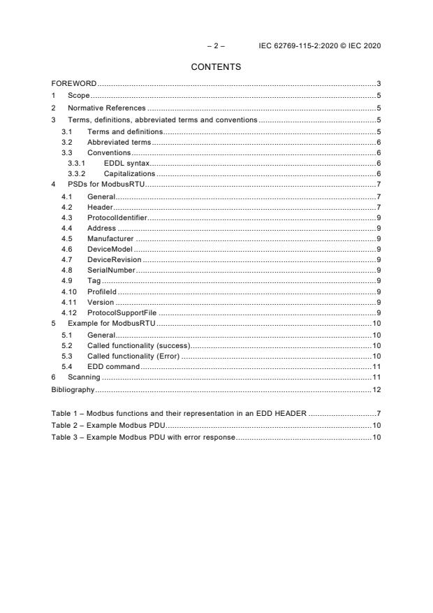 IEC 62769-115-2:2020 IEC 62769-115-2:2020 - Field device integration (FDI) - Part 115-2: Profiles - Modbus-RTU - Page 4 preview