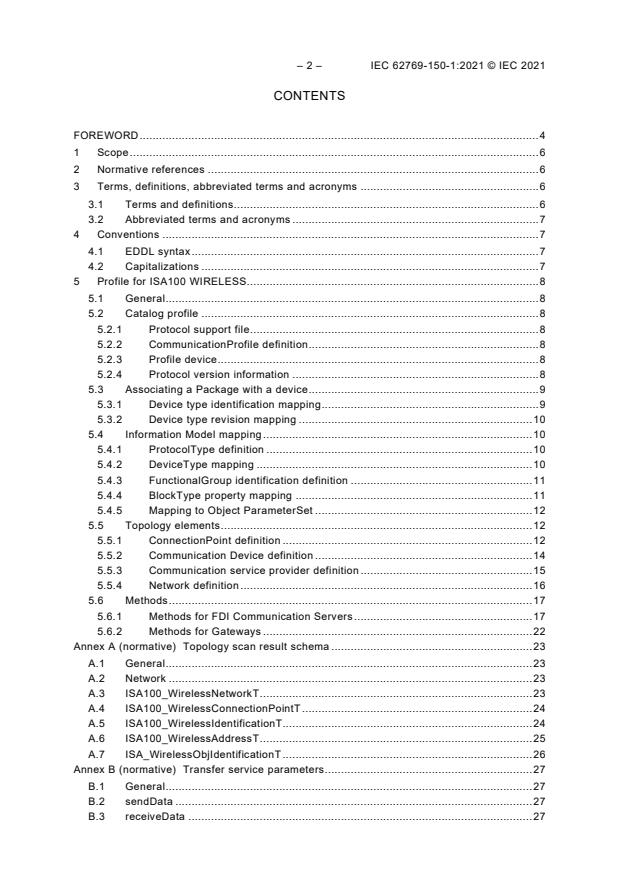 IEC 62769-150-1:2021 IEC 62769-150-1:2021 - Field device integration (FDI) - Part 150-1: Profiles - ISA100 WIRELESS - Page 4 preview