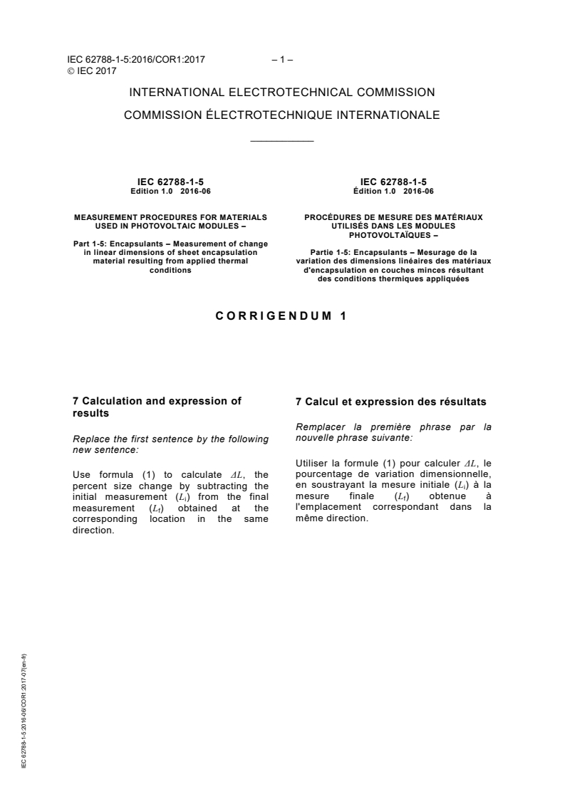 IEC 62788-1-5:2016/COR1:2017 - Corrigendum 1 - Measurement procedures