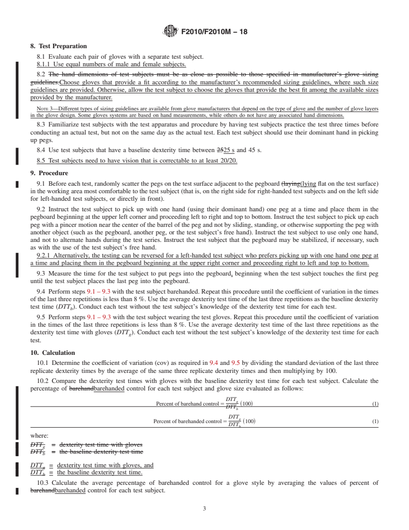 REDLINE ASTM F2010/F2010M-18 - Standard Test Method for Evaluation of Glove Effects on Wearer Finger Dexterity Using  a Modified Pegboard Test