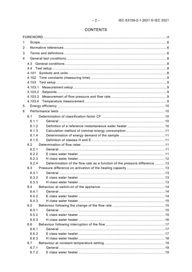 IEC 63159-2-1:2021 IEC 63159-2-1:2021 - Household electric instantaneous water heaters - Methods for measuring the performance - Part 2-1: Multifunctional electric instantaneous water heaters - Page 4 preview