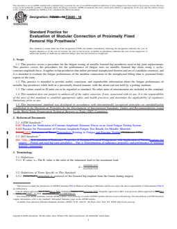 ASTM F2580-18 REDLINE ASTM F2580-18 - Standard Practice for Evaluation of Modular Connection of Proximally Fixed Femoral Hip Prosthesis - Page 1 preview