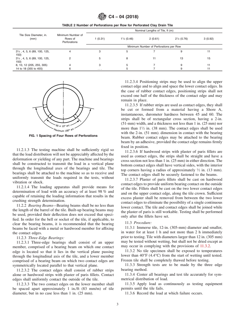 ASTM C4-04(2018) - Standard Specification for  Clay Drain Tile and Perforated Clay Drain Tile