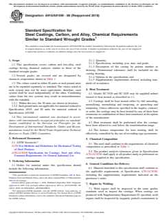 ASTM A915/A915M-08(2018) ASTM A915/A915M-08(2018) - Standard Specification for Steel Castings, Carbon, and Alloy, Chemical Requirements Similar to Standard Wrought Grades - Page 1 preview
