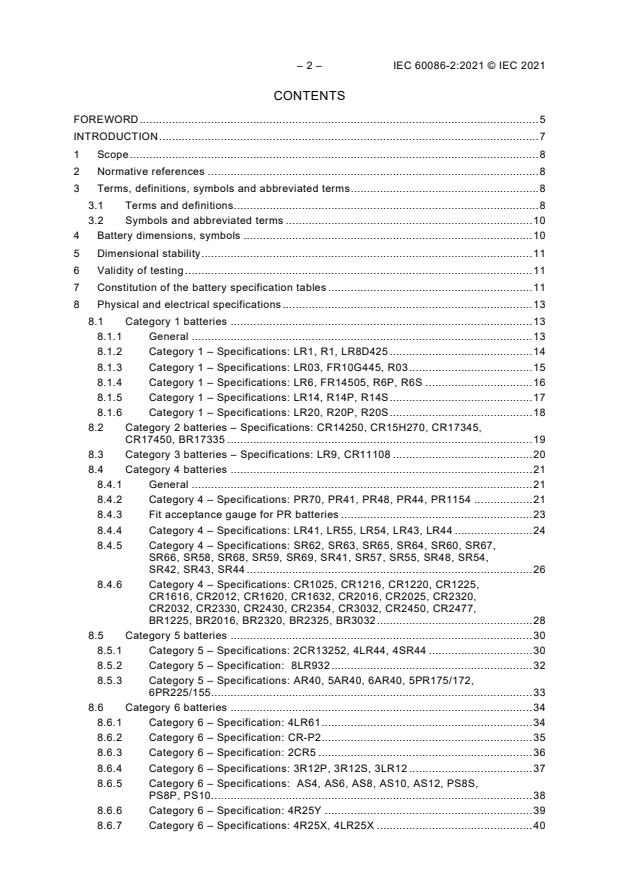 IEC 60086-2:2021 IEC 60086-2:2021 - Primary batteries - Part 2: Physical and electrical specifications - Page 4 preview
