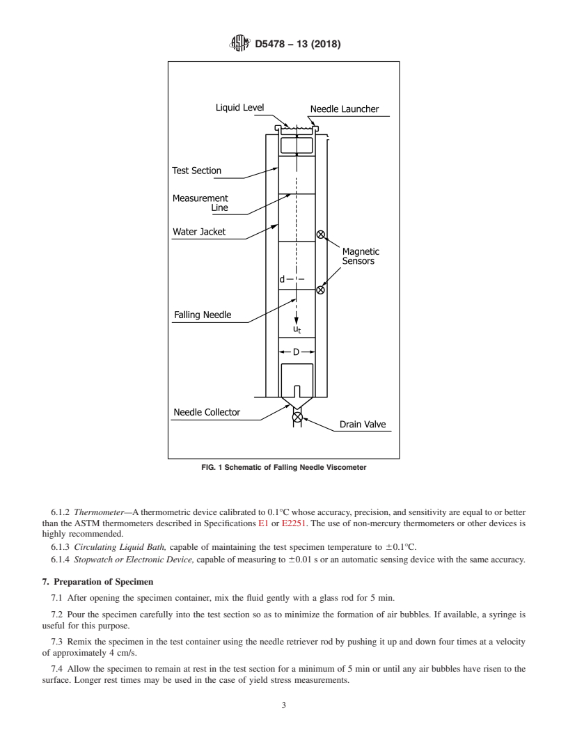 REDLINE ASTM D5478-13(2018) - Standard Test Methods for Viscosity of Materials by a Falling Needle Viscometer