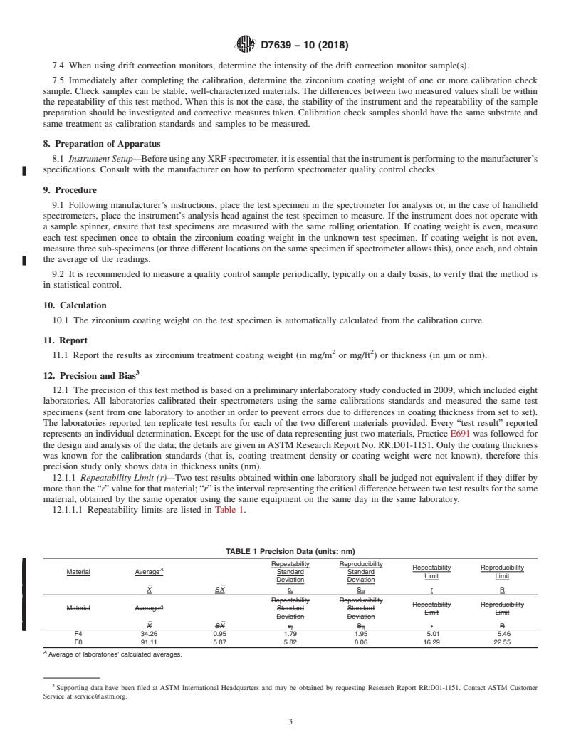 REDLINE ASTM D7639-10(2018) - Standard Test Method for Determination of Zirconium Treatment Weight or Thickness on   Metal Substrates by X-Ray Fluorescence