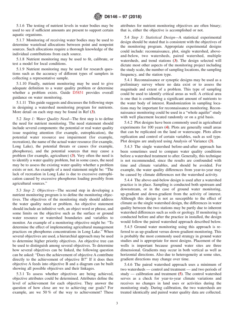 ASTM D6146-97(2018) - Standard Guide for  Monitoring Aqueous Nutrients in Watersheds