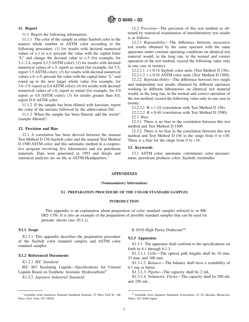 ASTM D6045-02 - Standard Test Method for Color of Petroleum Products by the Automatic Tristimulus Method