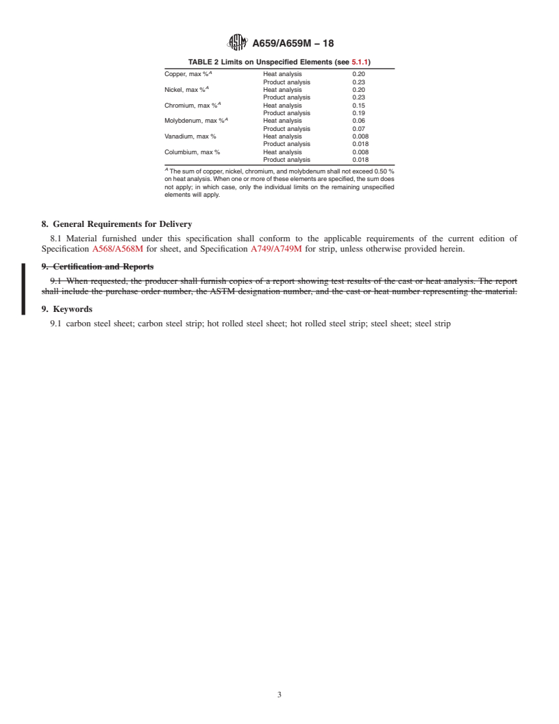 REDLINE ASTM A659/A659M-18 - Standard Specification for  Commercial Steel (CS), Sheet and Strip, Carbon (0.16 Maximum  to 0.25 Maximum Percent), Hot-Rolled