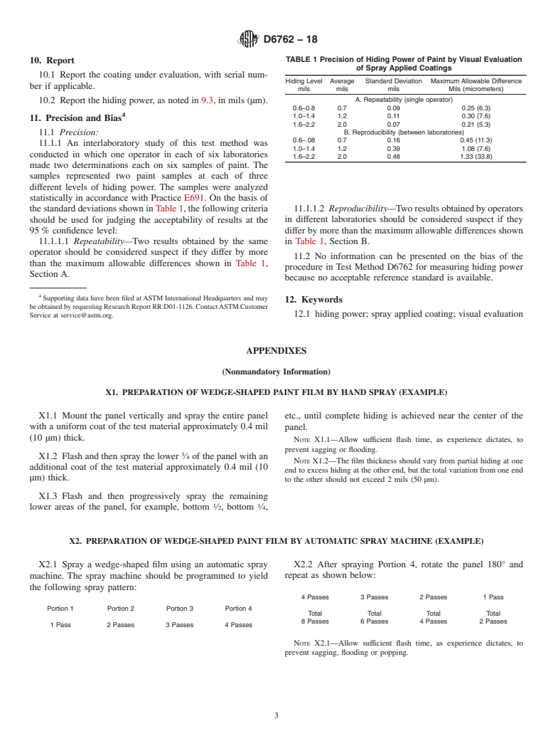 ASTM D6762-18 - Standard Test Method for Determining the Hiding Power of Paint by Visual Evaluation  of Spray    Applied Coatings