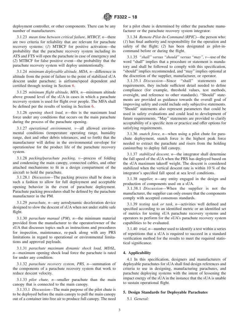 ASTM F3322-18 - Standard Specification for Small Unmanned Aircraft System (sUAS) Parachutes