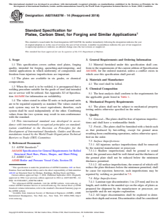 ASTM A827/A827M-14(2018) ASTM A827/A827M-14(2018) - Standard Specification for Plates, Carbon Steel, for Forging and Similar Applications - Page 1 preview